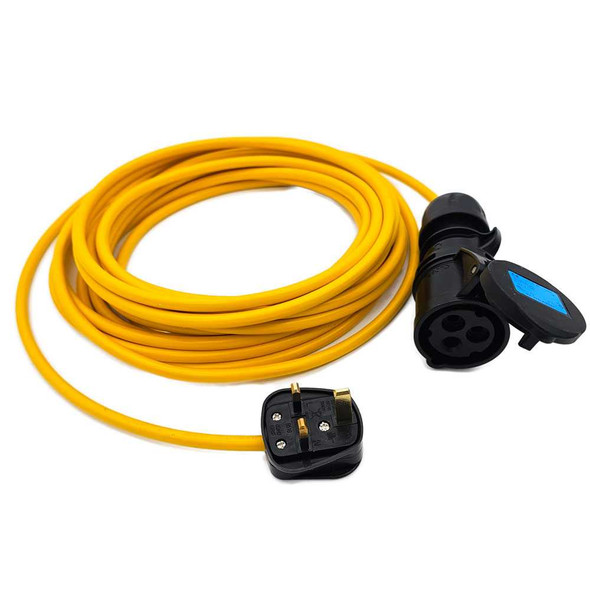 Black/Yellow 230 Volt UK Plug to 16A CEE Coupler Hookup Auxiliary Power Cable