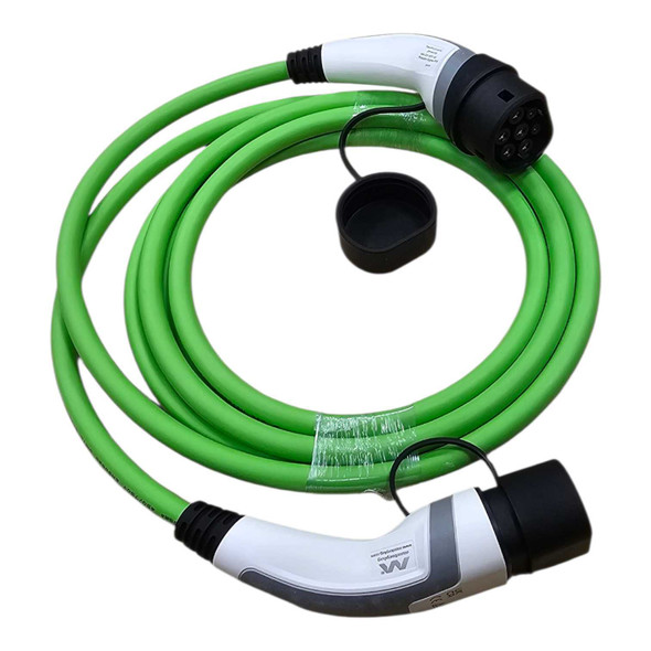 EV Charging Cable Type-2 22Kw Three Phase Green 5M