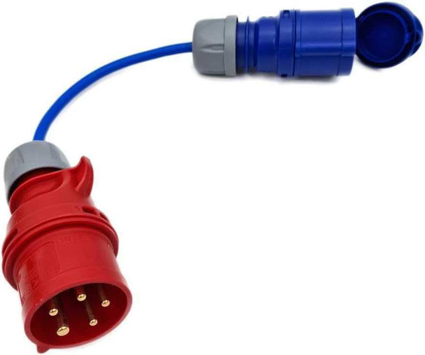 3-Phase to Single Phase 32A 5-Pin Red Plug to 230v Coupler