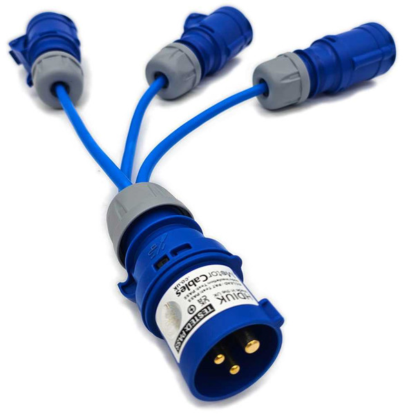 3-Way 16A CEE Splitter Power Dist Cable