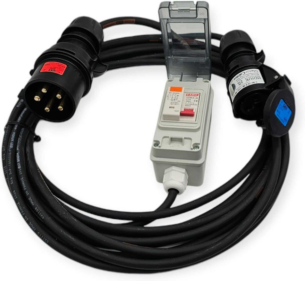 230 Volt 32A to 16A Cable, In-line RCBO RCD MCB Protection