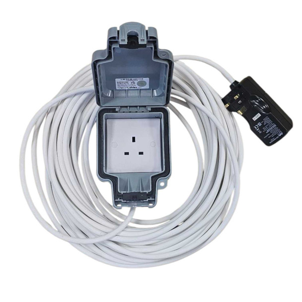 Outdoor Extension Cable RCD to 13A IP66 Mains Socket