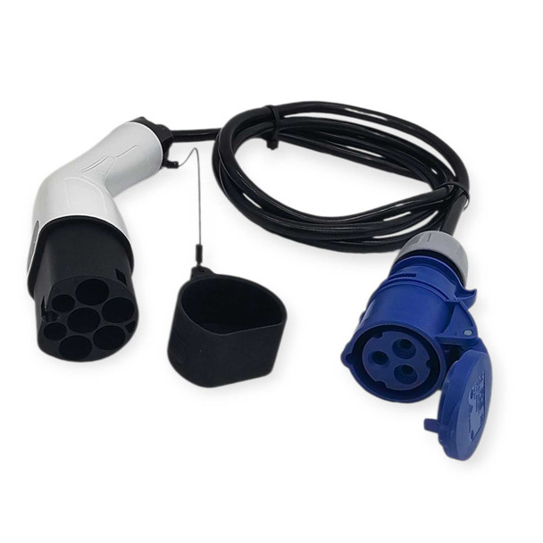 2 Metre EV Type 2 to CEE 230 Volt 16A Socket Power Supply Converter