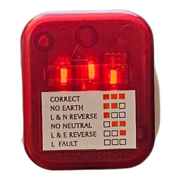 Mains Tester Plug – 230V UK Socket Wiring Checker with 3-Lamp Indicator