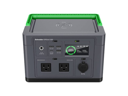 Schneider OffGrid Portable Power Station 330, 120V, 332Wh Lithium-ion, 2 NEMA, Sinewave
