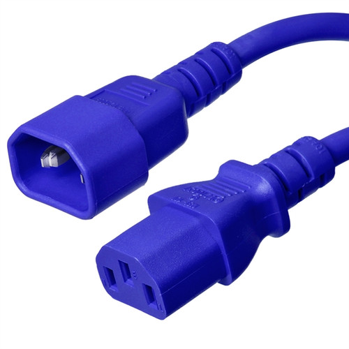 C14 C13 CONNECTOR 1 FOOT 15A/250V 14/3 SJT BLUE