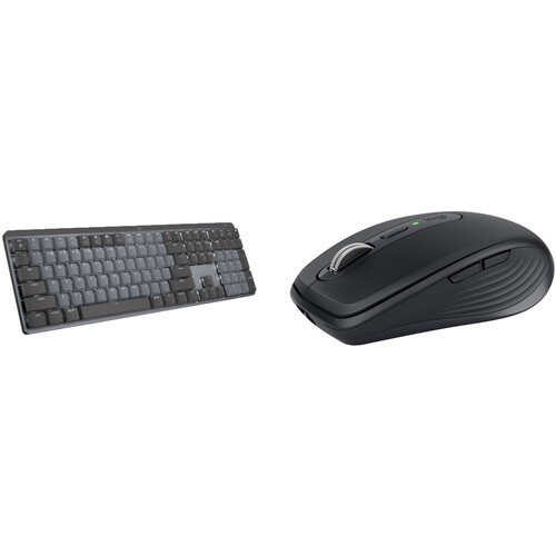 Logitech MX Mechanical Wireless Keyboard & MX Anywhere 3 Mouse Set (Tactile Quiet Switches, Black)