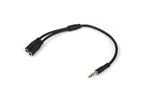 SLIM STEREO SPLITTER CABLE - 3.5MM MALE TO 2X 3.5MM FEMALE