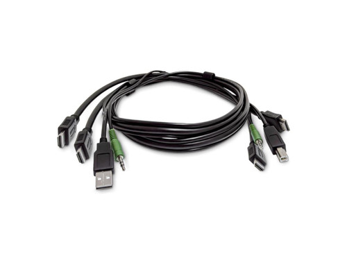 6ft (1.8m) Dual-HDMI KVM Cable, USB 2.0, 3.5mm Audio, Universally Compatible Combo Cable for KVM Switches, TAA Compliant