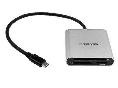 USB 3.0 Flash Memory Multi-Card Reader / Writer w/ USB-C - SD, microSD & CompactFlash Card Reader w/ Integrated USB-C Cable - Multi-Card Flash Reader