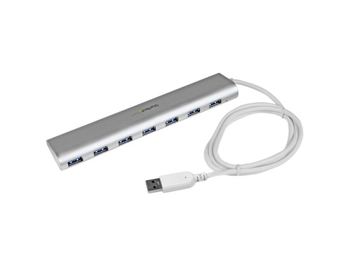 7-Port USB Hub, USB A to 7x USB-A Ports, USB 5Gbps, Self-Powered, Portable Laptop USB 3.0 Hub Expansion with Power Supply