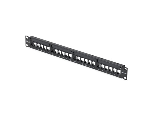 24 Port 1U Blank Keystone Patch Panel with Cable Management Bar, Rackmount Cat6 Patch Panel for RJ45 UTP Ethernet Network Jacks