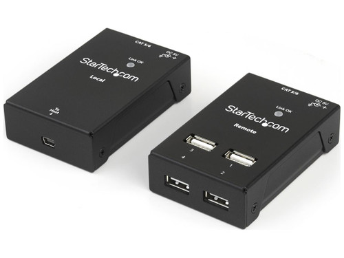 4 Port USB 2.0-Over-Cat5 / 6 Extender - up to 130ft (40m) - Cost-effective & Compact USB Extension - 2 Top Ports