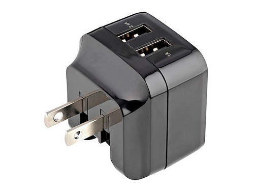 Dual Port USB Wall Charger   High Power 17 Watt / 3.4 Amp (1A & 2.4A)   Travel C