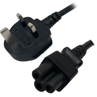 1689A - UK BS1363 Plug Angled Down to IEC320 C5 Connector 1.8 meters / 6 feet 2.5A/250V H05VV-F3G.75 Black - Country Power Cord Hanked