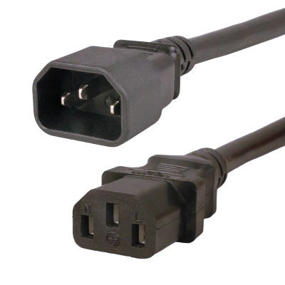 6636A - IEC320 C14 Male Plug to C13 Connector 2.0 meters / 6.5 feet 10A/250V H05VV-F3G1.0 & 17/3 SJT Black – Global Power Cord