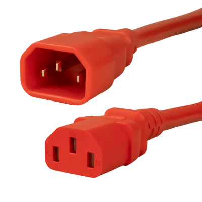 89448MTS - IEC320 C14 Plug to C13 Connector 2.5 Meters / 8 Feet 13A/250V 16/3 SJT Red - Power Cord