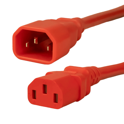 89447MTS - IEC320 C14 Plug to C13 Connector 1.8 Meters / 6 Feet 13A/250V 16/3 SJT Red - Power Cord
