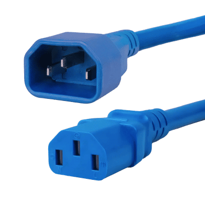 89451MTS - IEC320 C14 Plug to C13 Connector 2.5 Meters / 8 Feet 13A/250V 16/3 SJT Blue - Power Cord