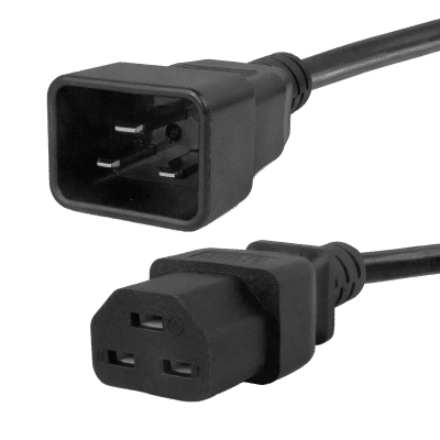 5176B - IEC320 C20 Plug to C21 Connector 1.8 Meters / 6 Feet 20A/250V 12/3 SJT Black - Power Cord