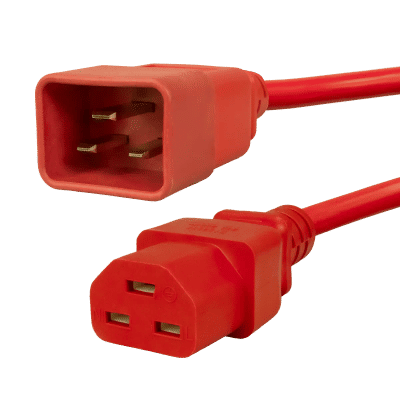 1512B - IEC320 C20 Male Plug to C21 Connector 1.8 Meters / 6 Feet 20A/250V 12/3 SJT Red - Power Cord