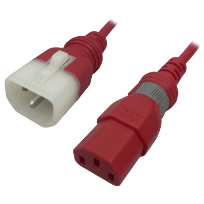 8456AVS - IEC320 C14 Plug to C13 Connector VS-Lock 2.5 Meters / 8 Feet 10A/250V 18/3 SVT Red - Locking Power Cord