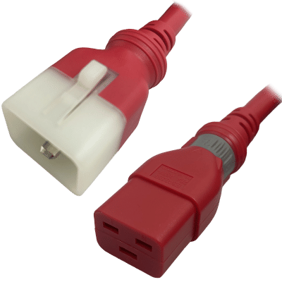 2609VS - IEC320 C20 Plug to C19 Connector VS-Lock 1.2 Meters / 4 Feet 20A/250V 12/3 SJT Red - Locking Power Cord