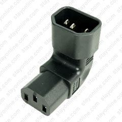 9114B - IEC320 C14 Male Plug to C13 Connector Angled Up - Block Plug Adapter 