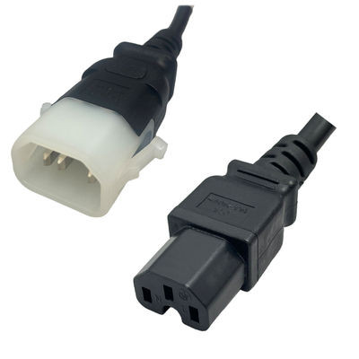 P018-E06-6 - Eaton Compatible P018-E06-6 IEC320 C14 Plug to C15 Connector P-Lock 1.8 Meters / 6 Feet 15A/250V 14/3 SJT Black - Locking Power Cord