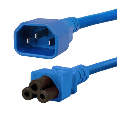 61852MTS - IEC320 C14 Plug to C5 Connector 3.0 meters / 10 feet 2.5A/250V 18/3 SJT Blue - Power Cord