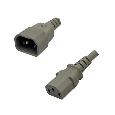 S1546MTS - IEC320 C14 Male Plug to C13 Connector 1.2 Meters / 4 Feet 10A/250V 18/3 SJT Gray - Power Cord