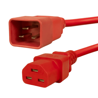 1544A - IEC320 C20 Male Plug to C21 Connector 3.0 Meters / 10 Feet 20A/250V 12/3 SJT Red - Power Cord