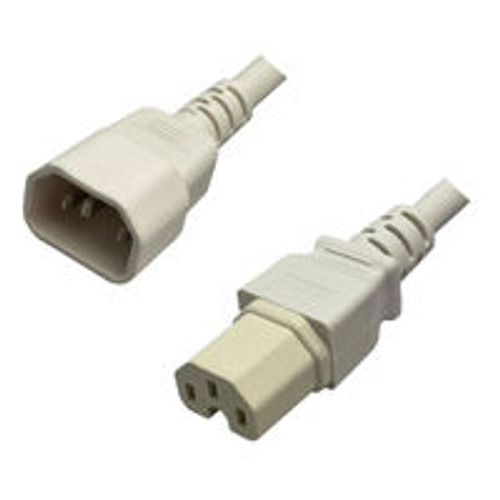 IEC320 C14 Male Plug to C15 Connector 4.5 Meters / 15 Feet 15A/250V 14/3 SJT White - Power Cord