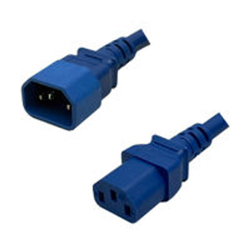IEC320 C14 Male Plug to C13 Connector 4.5 Meters / 15 Feet 15A/250V 14/3 SJT Blue - Power Cord