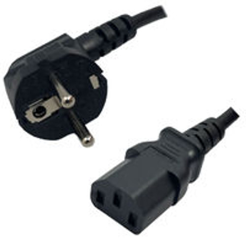 Schuko CEE7/7 Male Plug Angled Down to IEC320 C13 Connector 1.8 Meters / 6 Feet 10A/250V H05VV-F3G.75 Black - Country Power Cord Hanked