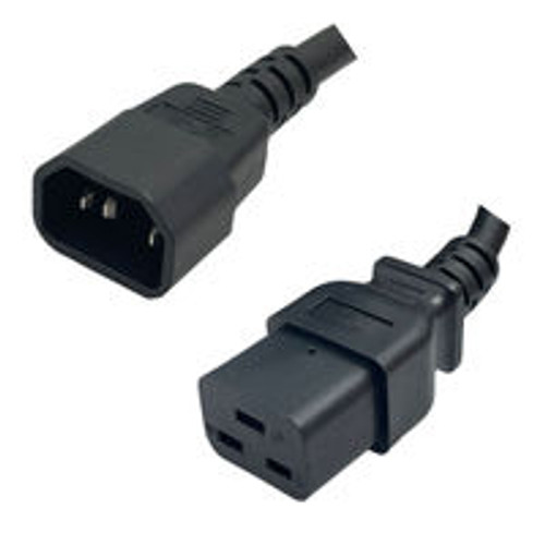 IEC320 C14 Male Plug to C19 Connector 0.6 Meters / 2 Feet 13A/250V 16/3 SJT Black - Power Cord