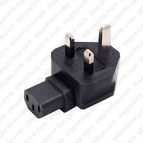 UK BS1363 Male Plug to IEC320 C13 Connector Angled Down - Block Plug Adapter 