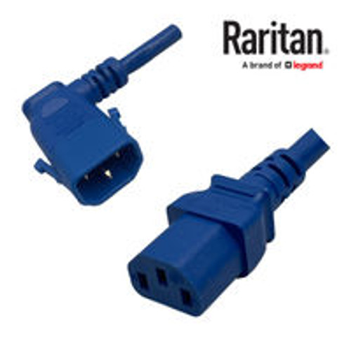 Raritan SecureLock SLC14C13R-6FTK2-6PK IEC320 C14 Male Plug Angled Right to C13 Connector 1.8 Meters / 6 Feet 13A/250V 16/3 SJT Blue - 6 Pack Locking Power Cords