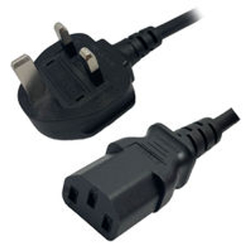 UK BS1363 Male Plug Angled Down to IEC320 C13 Connector 3.0 meters / 10 feet 10A/250V H05VV-F3G1.0 Black - Country Power Cord Hanked