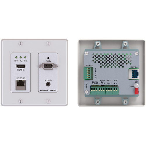 Kramer 4K UHD HDMI/XGA/Ethernet/RS232 over HDBaseT Active Wall Plate Transmitter (White)