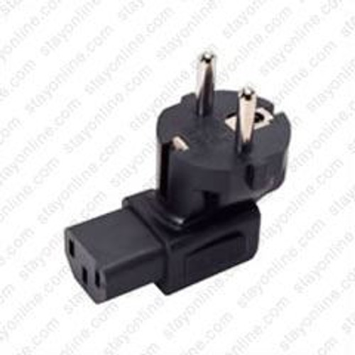 Schuko CEE7/7 Male Plug to IEC320 C13 Connector Angled Down - Block Plug Adapter 