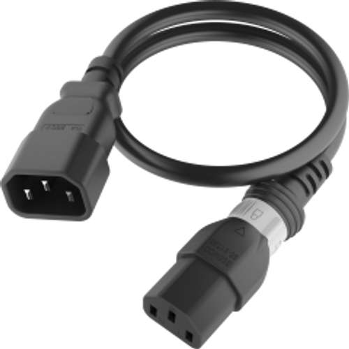IEC320 C14 Male Plug to C13 Connector S-Lock 1.8 Meters / 6 Feet 10A/250V 18/3 SVT Black - Universal Locking Power Cord