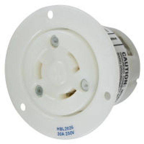 Hubbell HBL2626 AC Flanged Outlet NEMA L6-30 Female White