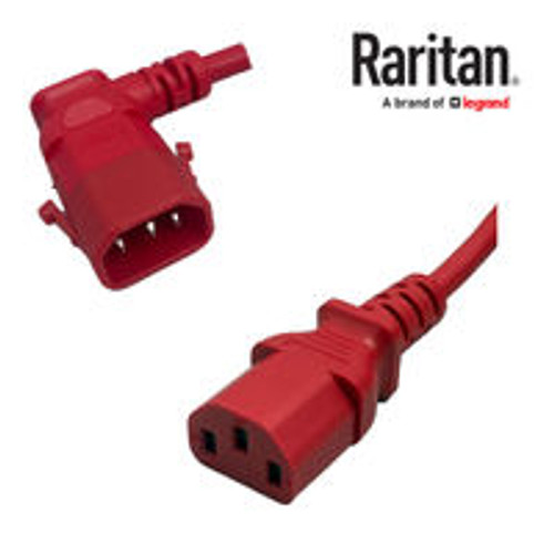 Raritan SecureLock SLC14C13L-6FTK1-6PK IEC320 C14 Male Plug Angled Left to C13 Connector 1.8 Meters / 6 Feet 13A/250V 16/3 SJT Red - 6 Pack Locking Power Cords