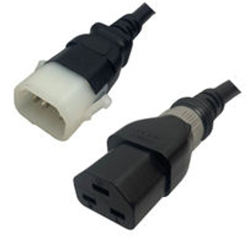 IEC320 C14 P-Lock Male Plug to C21 S-Lock Universal Connector 1.8 Meters / 6 Feet 15A / 250V 14/3 SJT Black -Dual-Lock Power Cord