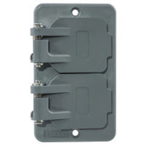 Hubbell HBL3056 Outlet Box Lift Cover with Duplex openings for conventional home receptacle