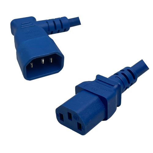 IEC320 C14 Male Plug Angled Left to C13 Connector 1.8 Meters / 6 Feet 10A/250V 18/3 SJT Blue- Power Cord