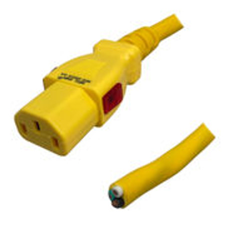 Cord Blunt to IEC320 C13 WS-Lock Connector 4.5 Meters / 15 Feet 15A/125V 14/3 SJT Yellow - Locking Power Cord