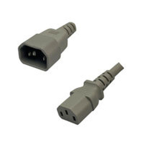 IEC320 C14 Male Plug to C13 Connector 0.9 Meters / 3 Feet 10A/250V 18/3 SJT Gray - Power Cord