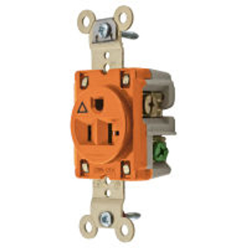 Hubbell IG5361 AC Receptacle NEMA 5-15/20 Female Orange Simplex Isolated Ground